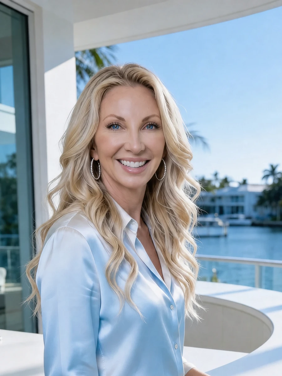 Alicia Dahling in a luminous South Florida waterfront interior